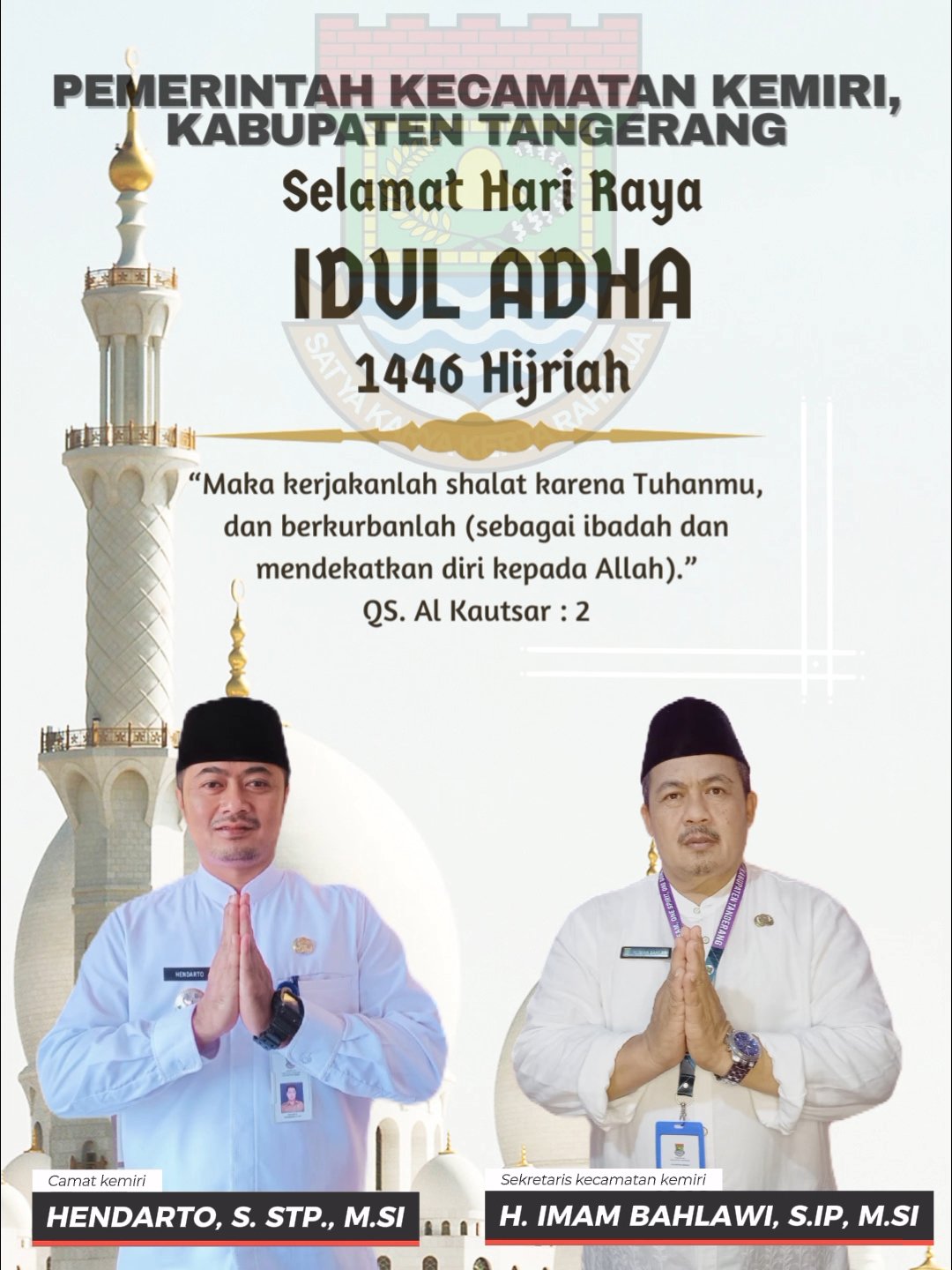 Camat Kemiri Hendarto Mengucapkan Selamat Hari Raya Idul Adha 1446 H/2025