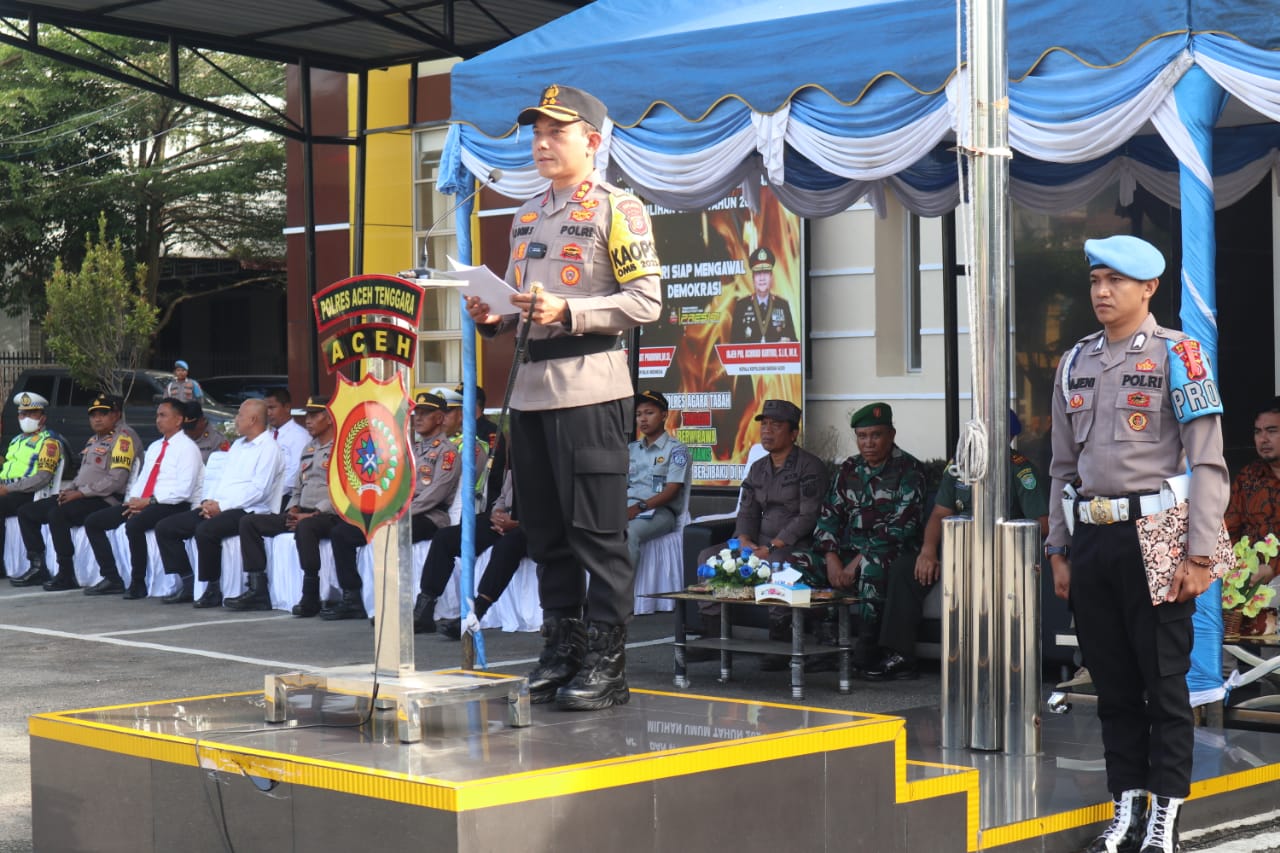 Kapolres Aceh Tenggara Pimpin Apel Gelar Pasukan “Ops Lilin Seulawah-2023”