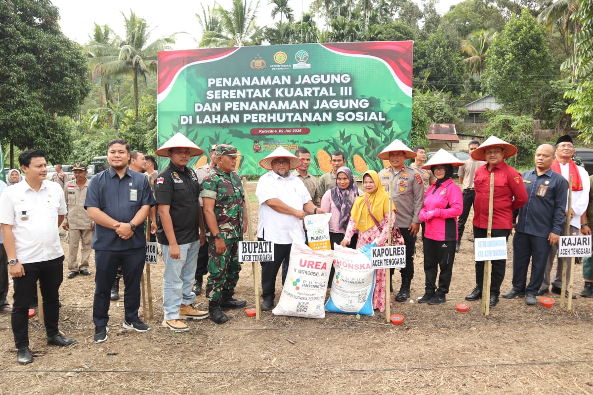 Polres Aceh Tenggara Laksanakan Penanaman Jagung Serentak Kuartal III di Desa Lawe Ger-Ger