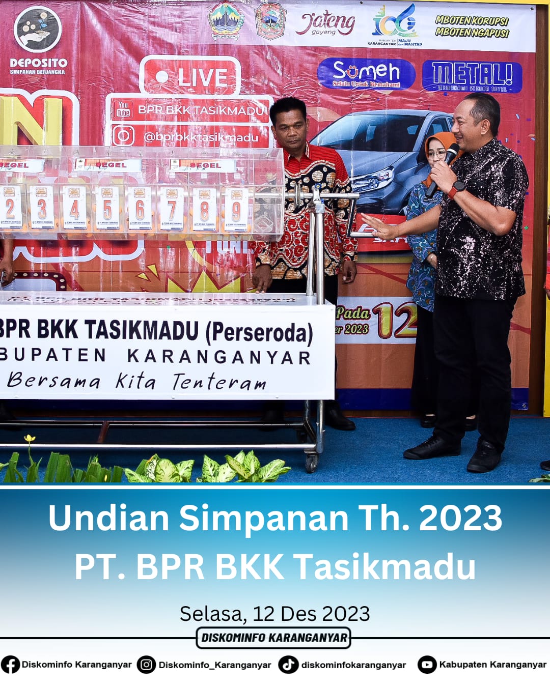 PT. BPR BKK Tasikmadu Menggelar Acara Pengundian Simpanan BPR BKK Tasikmadu Kab Karanganyar Tahun 2023