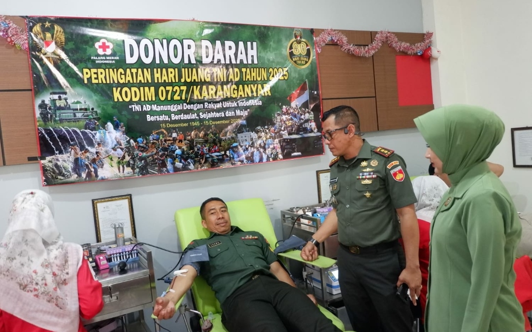 Kodim 0727/Karanganyar Adakan Giat Donor  Darah   Dalam Rangka Hari Juang Kartika