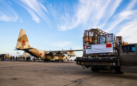 Two Moroccan Military Aircraft Carrying Humanitarian Aid for Palestinian Arrive at El Arich Airport