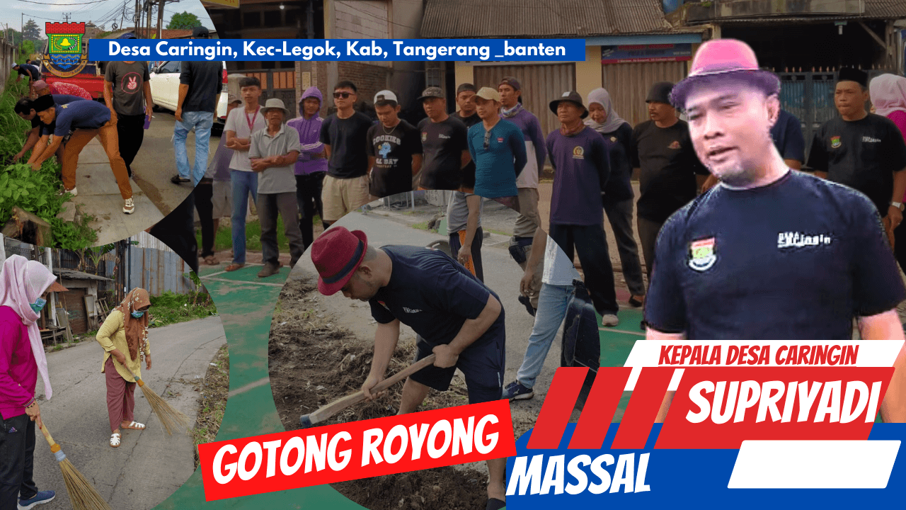 Kepala Desa Caringin, Gerakkan Staff dan Warga Bergotong Royong Bersihkan Saluran Air Yang Tersumbat