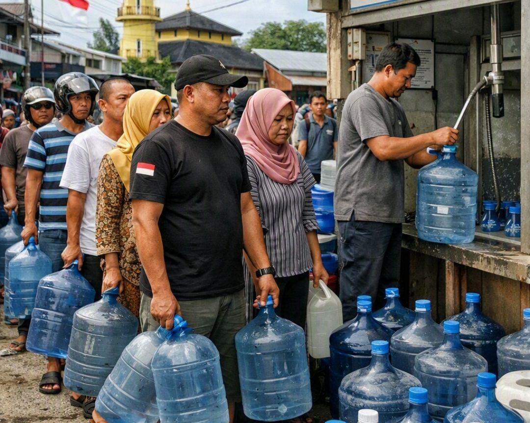 Warga Mulai Antre Air Galon, Bukan Lagi Antre Gas