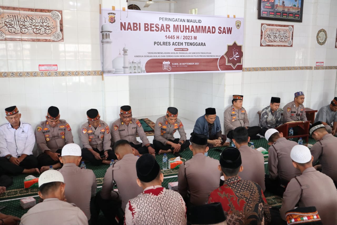 Polres Aceh Tenggara dan Bhayangkari Aceh Tenggara Gelar Maulid Nabi Besar Muhammad SAW 1445 H/2023 M