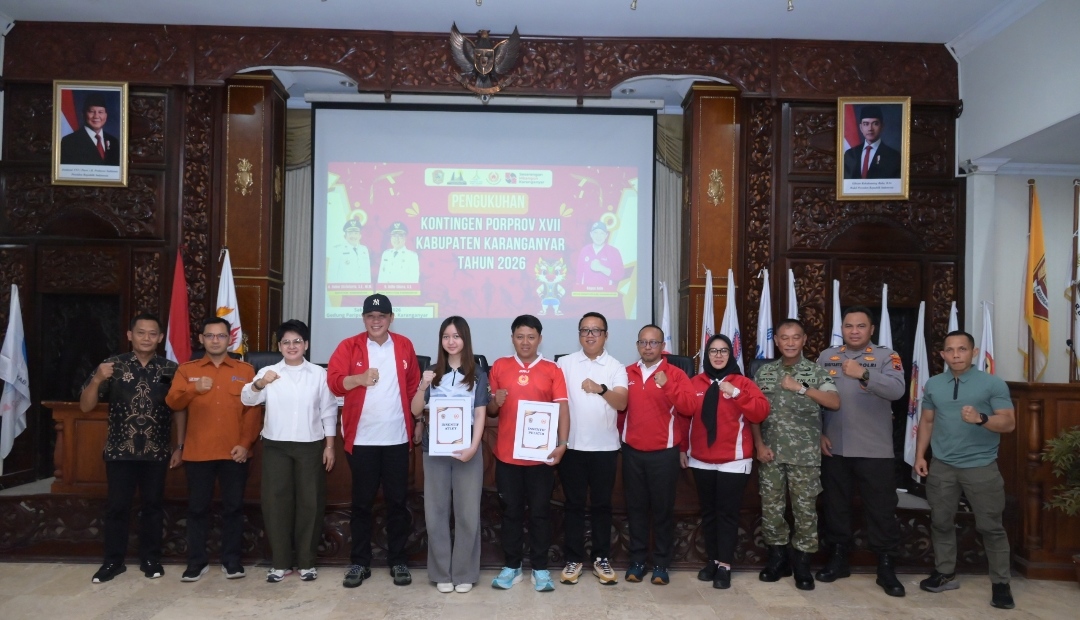250 Atlet Dari 39 cabang Kontingen Atlet PORPROV XVII Tahun 2026 Telah Dikukuhkan Wabup Karanganyar