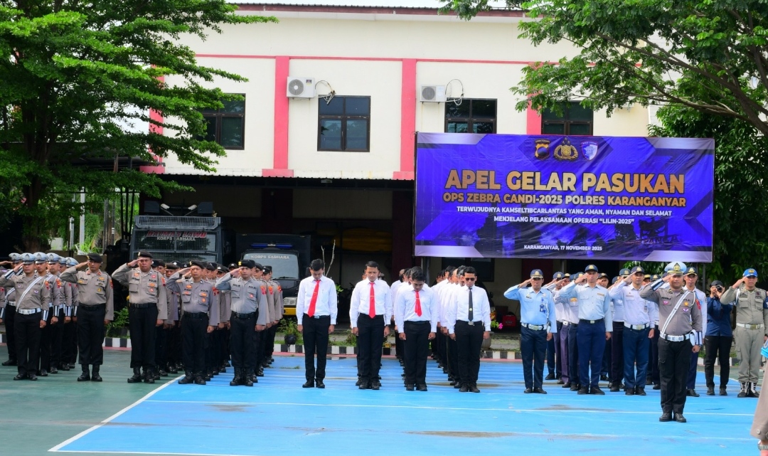 Wujudkan Budaya Tertip Berlalulintas Polres Karanganyar Gelar Apel Operasi Zebra Candi 2025
