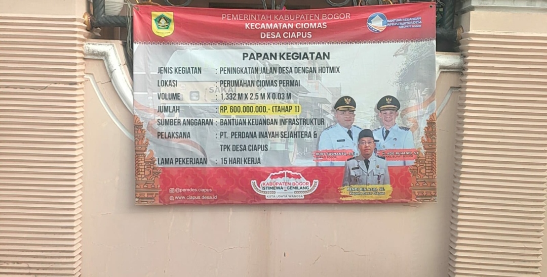 Pemerintah Desa Ciapus Kabupaten Bogor Tingkatkan Kualitas Jalan di Perumahan Ciomas Permai 