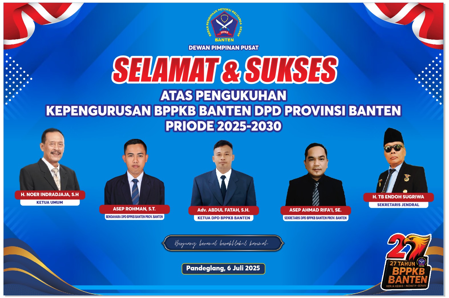 BPPKB Banten Rayakan HUT ke-27 dan Serahkan SK DPD Provinsi