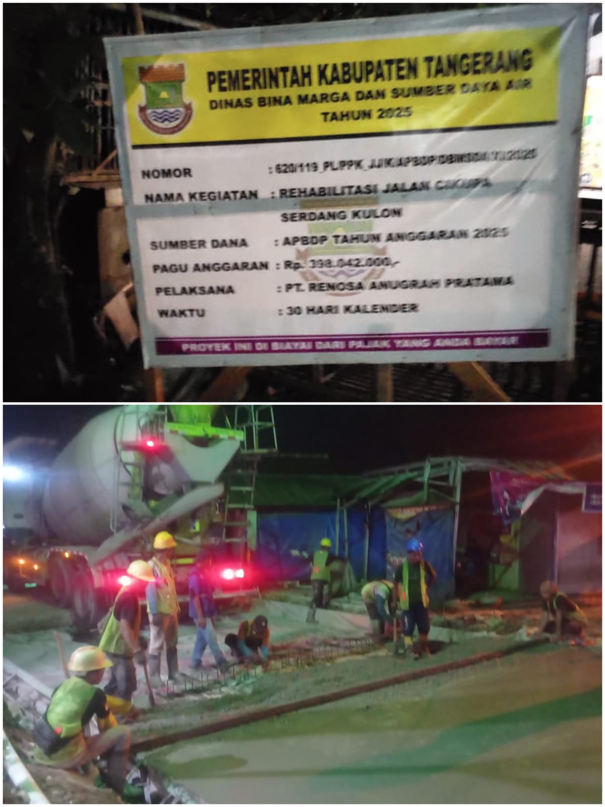 Betonisasi Jalan Raya Panongan Bikin Susah Pengguna Jalan, Penutupan Jalan Secara Total Merugikan Banyak Pihak