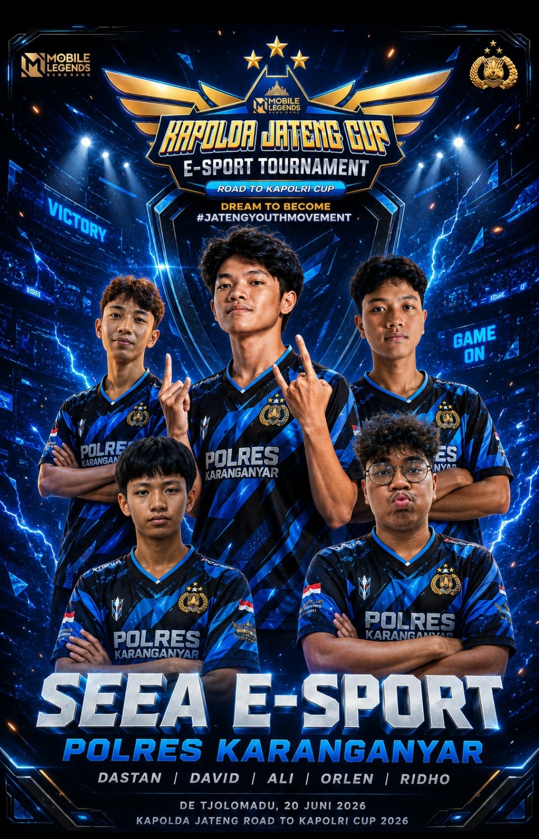 Tim Seea Esport Wakili Polres Karanganyar di Kompetisi E-Sport Kapolda Jateng Road To Kapolri Cup 2026