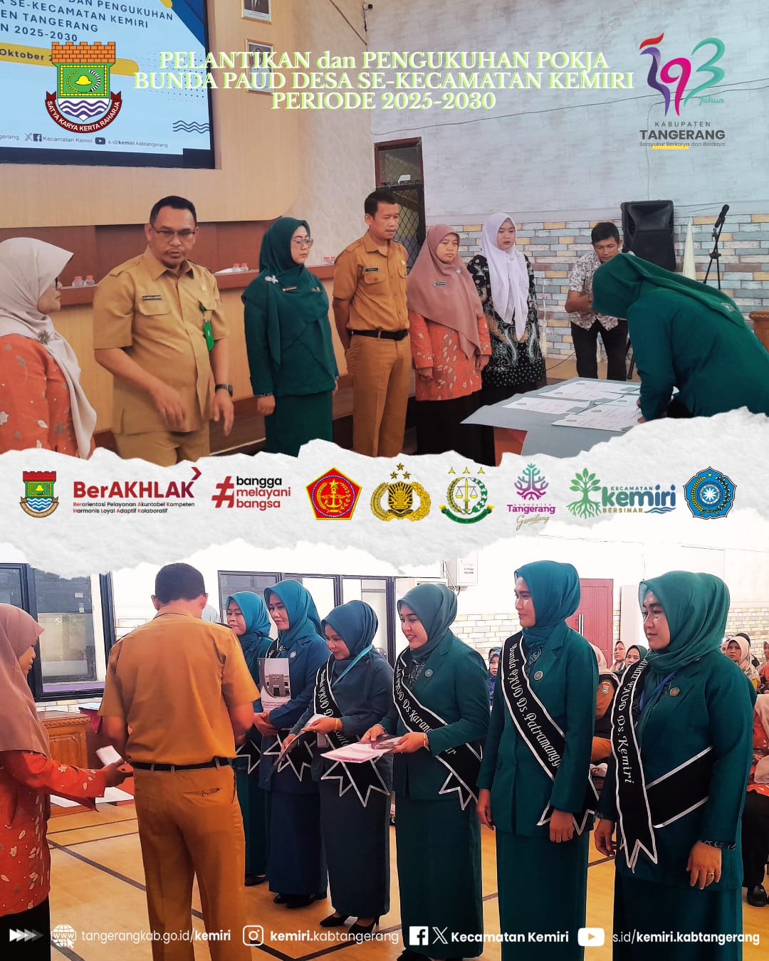 Pelantikan Pokja Bunda PAUD Desa se-Kecamatan Kemiri Periode 2025–2030: Wujud Sinergi Membangun Generasi Emas