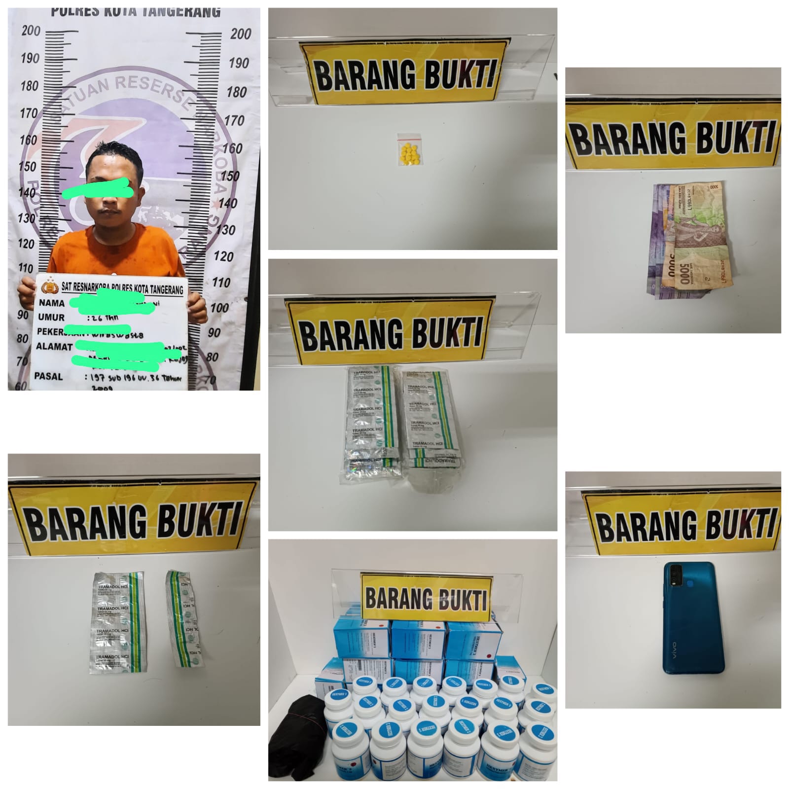 Satresnarkoba Polresta Tangerang amankan 20.189 butir Obat Hexymer dan Tramadol