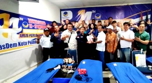 Jelang HUT ke 14, Keluarga Besar NasDem Siantar Donor Darah