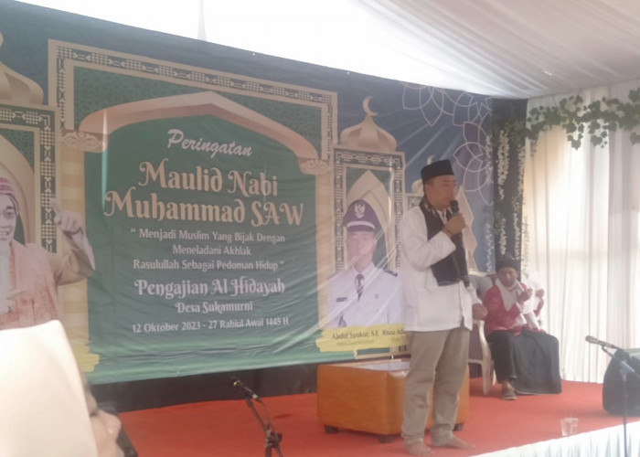 Gelar acara Maulid Nabi, Kepala Desa Sukamurni Balaraja Mengajak Warga Meneladani Akhlak Rosulullah