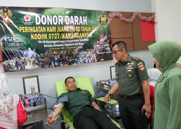 Kodim 0727/Karanganyar Adakan Giat Donor  Darah   Dalam Rangka Hari Juang Kartika