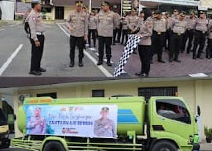 Kapolrestabes Menyalurkan Mobil Bhakti Sosial Berisi Air Bersih dan Mobil Box Berisi Buku