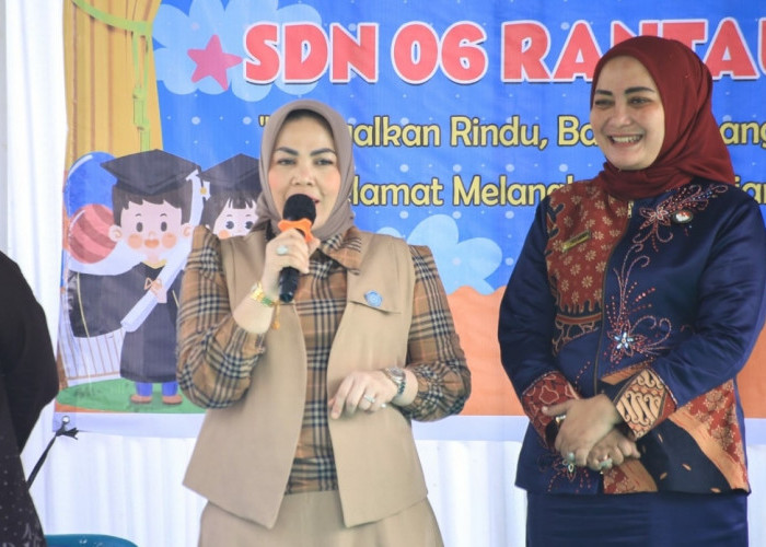 Ny. Hj. Wan Juma Sari Dewi Hadiri Acara Pentas Seni dan Pelepasan Siswa SDN 6 Rantau Utara