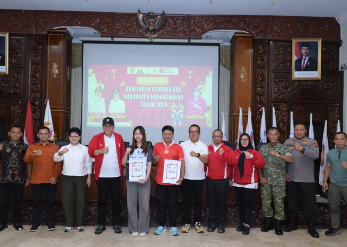 250 Atlet Dari 39 cabang Kontingen Atlet PORPROV XVII Tahun 2026 Telah Dikukuhkan Wabup Karanganyar