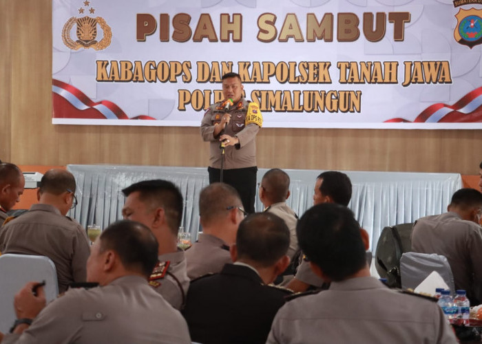 Pisah Sambut Kabag Ops dan Kapolsek Tanah Jawa Polres Simalungun Ditandai dengan Makan Siang Bersama