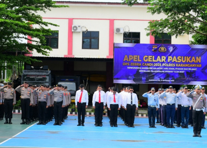 Wujudkan Budaya Tertip Berlalulintas Polres Karanganyar Gelar Apel Operasi Zebra Candi 2025