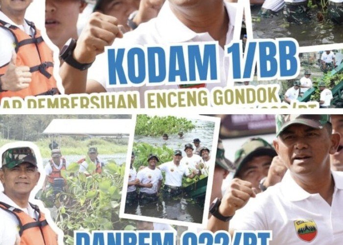 Kodam I/BB Gelar Pembersihan Enceng Gondok di Pesisir Danau Toba Wilayah Korem 022/PT