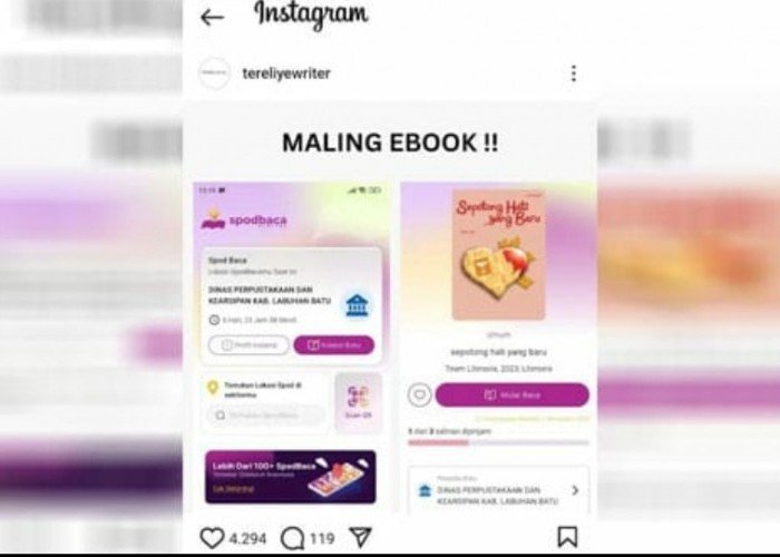 Tere Liye Sebut Dinas Perpustakaan Labuhanbatu Maling Ebook