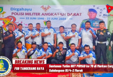 FGB Tangerang Raya Santuni Yatim di HUT POMAD Ke 78 di Markas Corps Subdenpom III/4-2 Merak