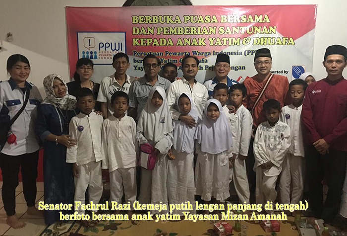 Senator Fachrul Razi Hadiri Acara Berbuka Puasa Bersama PPWI dengan Anak Yatim