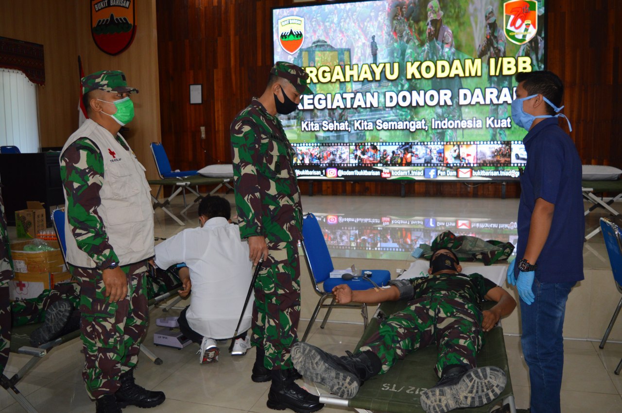 Sambut HUT Ke-70 Kodam I/BB, Kodim 0212/TS Gelar Bakti Sosial Donor Darah