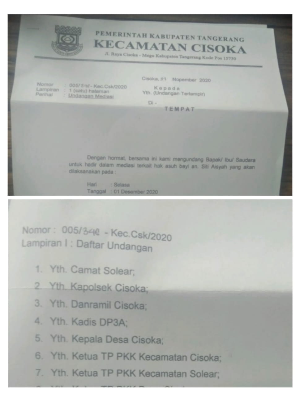 Afandi Kecewa dan Merasa Dibohongi Oleh Pihak Kecamatan Cisoka Terkait Sengketa Anak Serta Pemalsuan Surat Ket