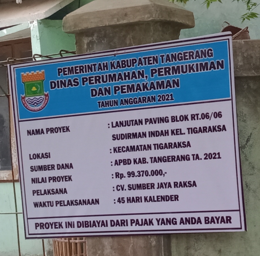 Parah, Proyek Dinas Perkim Kabupaten Tangerang Tidak Ada Volume Pekerjaannya