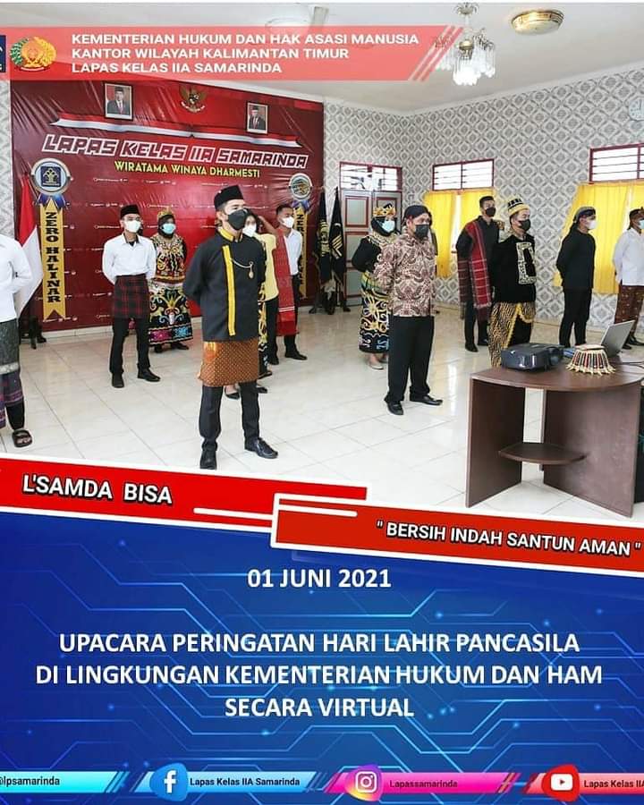 Peringati Hari Lahir Pancasila Tahun 2021, Seluruh Pegawai Lapas Kelas IIA Samarinda Ikuti Upacara Virtual