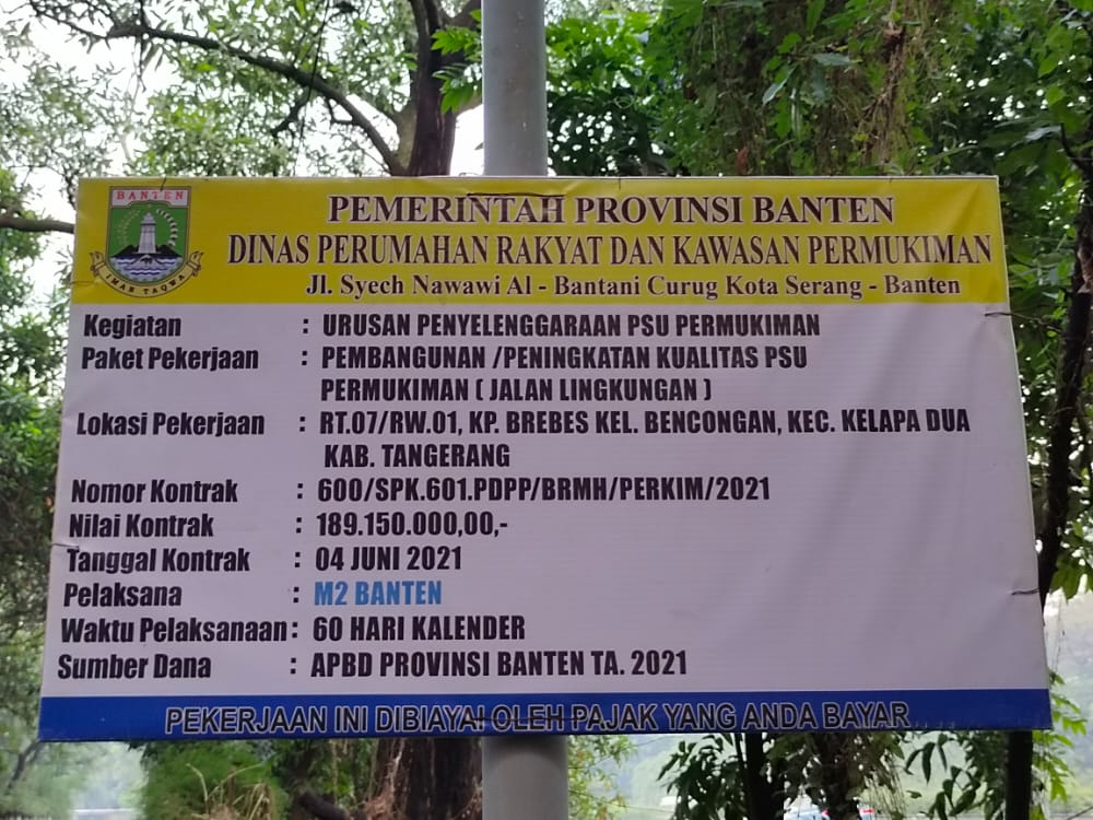 Diduga Proyek Peningkatan Jalan di Kelurahan Bencongan tidak sesuai dengan RAB