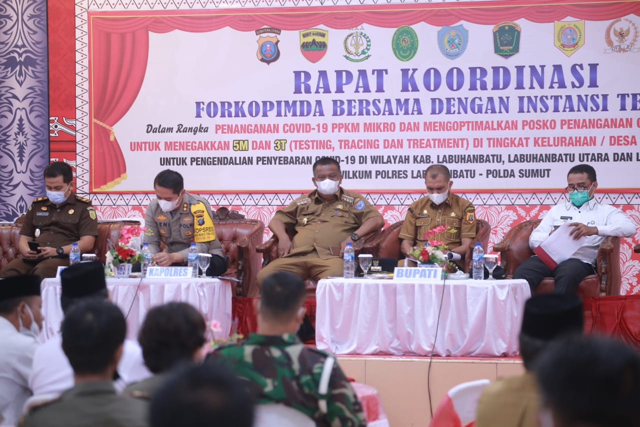 Pj. Bupati Labuhanbatu Ikuti Rakor PPKM Mikro