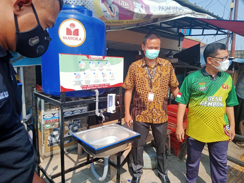 3 Desa di Wilayah Kecamatan Jayanti Mendapatkan Tempat Cuci Tangan dari PT. Mayora Group dan Mayora Jayanti Tb