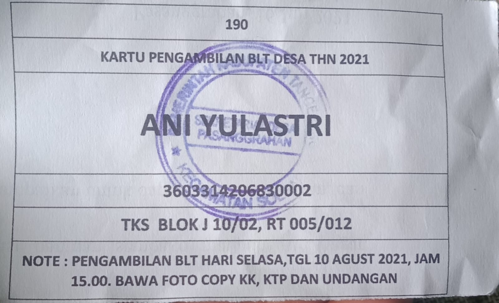 Merasa Alamat Rumahnya Dicatut Untuk Pencairan Blt-DD, Ketua Rt 005/012 Perum Kirana Surya-Solear