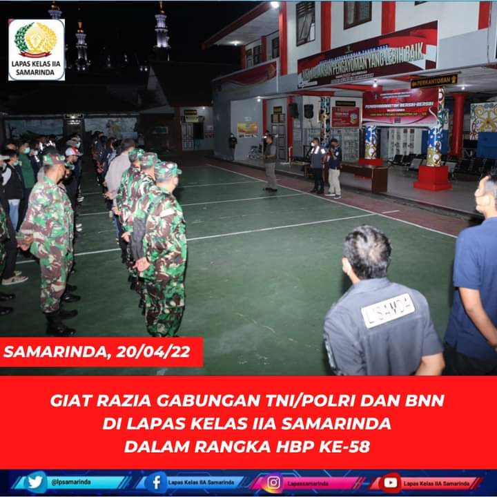 Bersama TNI, Polri dan BNN Lapas Kelas IIA Samarinda Gelar Razia GabunganL