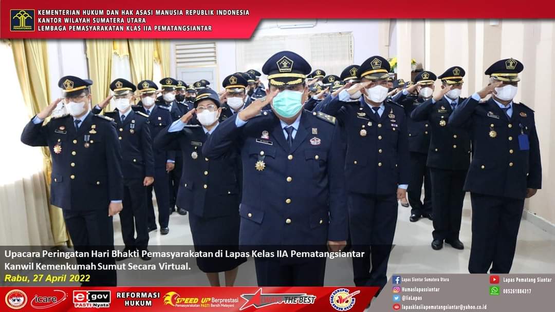 Upacara Peringatan Hari Bhakti Pemasyarakatan di Lapas Kelas IIA Pematangsiantar Kanwil Kemenkumham Sumut Seca