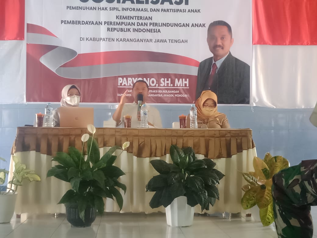 Paryono SH MH Komisi VIII DPR-RI Hadiri Sosialisasi Pemenuhan Hak Sipil, Informasi dan Partisipasi Anak