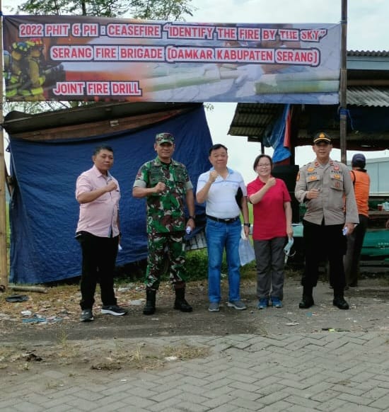 Danramil 0602-19/Cikande Hadiri Giat Simulasi Pemadam Kebakaran dari Mr.Dylen Huwang Konsultan PT.Nikomas