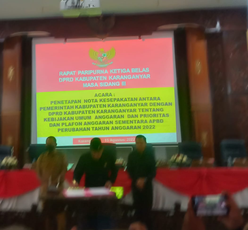 Bupati dan DPRD Karanganyar Sepakati KUA-PPAS Perubahan APBD 2022 sebesar 198 miliyar