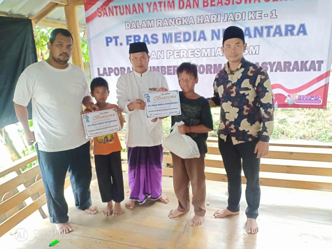Dihari Jadi nya, PT Fras Media Nusantara gelar acara sosial berupa Santunan anak yatim dan Sekolah gratis bagi