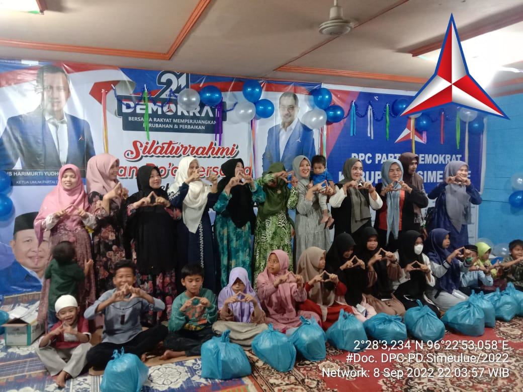 Meriahkan HUT Partai Demokrat Ke-21 DPC Kabupaten Simeulue “Doa Bersama dan Santuni Anak Yatim”