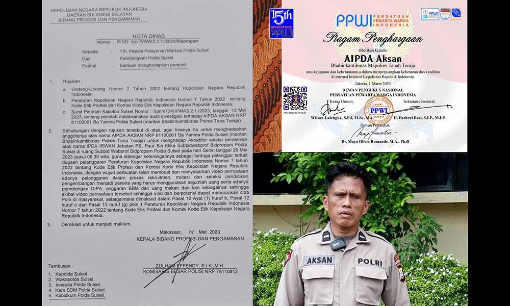 Pernyataan Sikap PPWI Atas Kriminalisasi Aipda Aksan oleh Polda Sulawesi Selatan