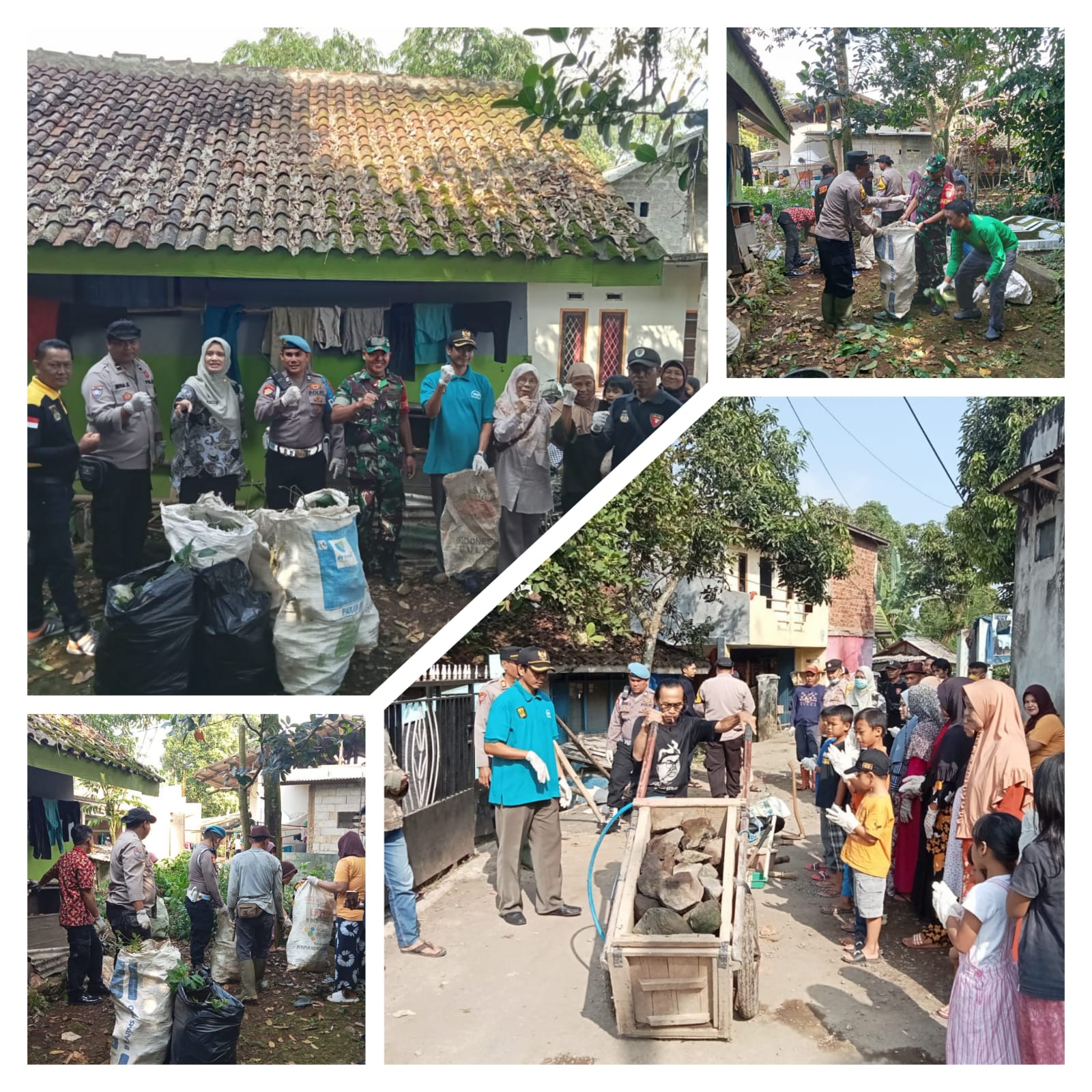 Polsek Sukabumi Giat Peduli Lingkungan bersama Masyarakat Desa Karawang Melakukan Kerja Bakti Bersih-bersih