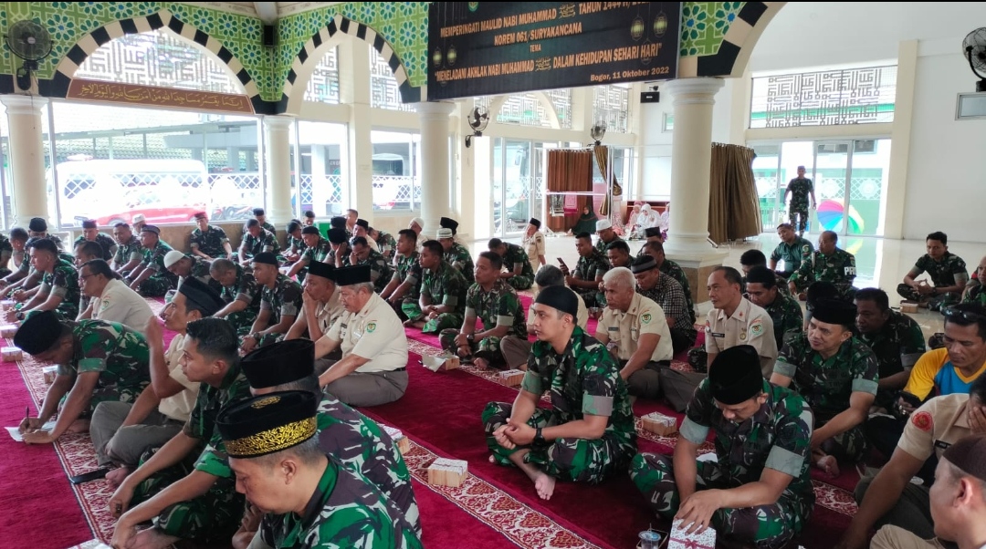 Korem 061/SK Menggelar Peringatan Maulud Nabi Muhammad SAW