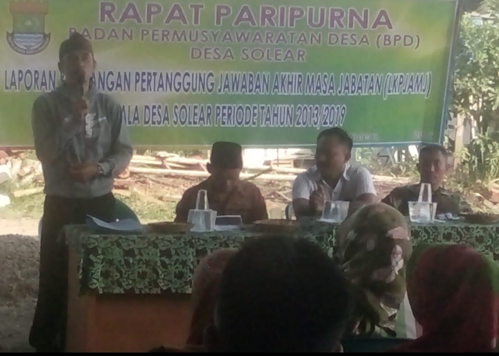 Berakhirnya Masa Jabatan Kepala Desa, BPD Desa Solear adakan Rapat Paripurna