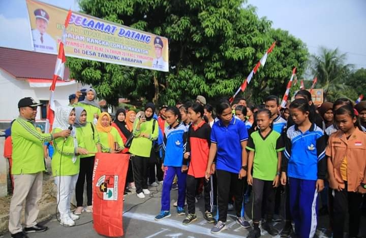 Bupati Labuhanbatu H.Andi Suhaimi Dalimunthe,.S.T., M.T., Lepas Lomba Maraton Tingkat Pelajar Se desa Tanjung 