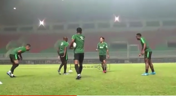 Antusias Timnas Senior dalam latihan Perdana di Pakansari Bogor